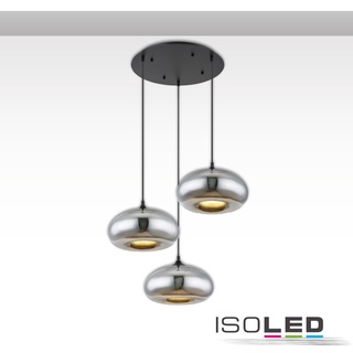 ISOLED Pendelleuchte OVAL, 3-flammig, 3x E27 (exkl.), Metall schwarz / Glas Chrom ISO-115052