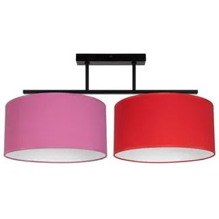 Licht-Erlebnisse Deckenleuchte BIRNO, ohne Leuchtmittel, Stoff Metall Schwarz Rosa Rot E27 2-flammig länglich Modern bunt|rosa|rot|schwarz