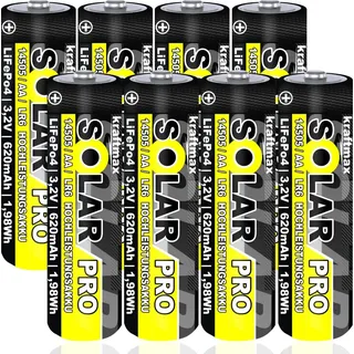 kraftmax Lichterkette LED Akku Solar 3,2 V 1,92 Wh 8er Set