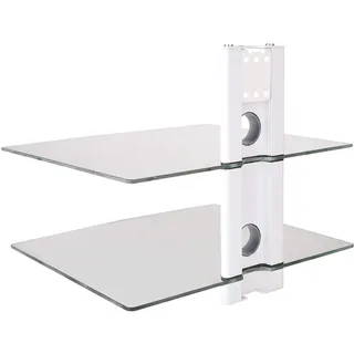 Multimedia Wandregal Glasablage für DVD Bluray Player Spielkonsolen Hi-FI Receiver Wandhalterung weiß/glas Modell: GL11CW