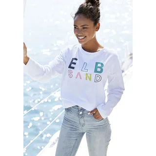 Sweatshirt ELBSAND "Aliisa" Gr. L (40), weiß Damen Sweatshirts mit Logodruck vorne Bestseller