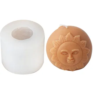 Xidmold Sonne Mond Gesicht Kugel Kerzenform, Kerzenform zum Gießen Silikon, Kerzengießform Silikon, Silikonform für Sojawachs Kerzen, Gips, DIY Handwerk (D)