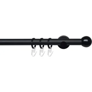 LIEDECO Vorhangstange Stilgarnitur Kugel 1-läufig Ø 20 mm 120 cm Schwarz