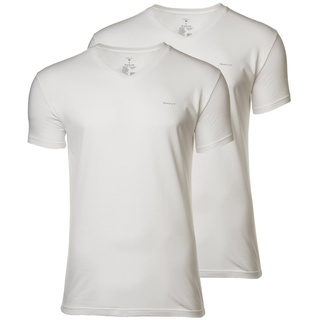 GANT Herren T-Shirt, 2er Pack - V-NECK T-SHIRT 2-PACK, V-Ausschnitt, kurzarm, Cotton Weiß 3XL