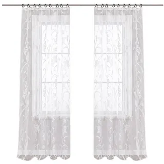 Joyswahl Vorhang, Kräuselband (1 St), Voile Ausbrenner Muster Gardinenschals, Wohnzimmer weiß 140 cm x 145 cm