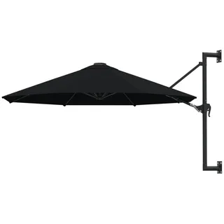 vidaXL Balkonsichtschutz Sonnenschirm Wandmontage mit Metallmast 300 cm Schwarz (1-St) schwarz