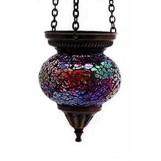 Mosaik Lampe Hängelampe Windlicht Pendelleuchte Aussenleuchte Deckenleuchte aus Glas Teelichthalter Orientalisch Handarbeit Dekoration - Gall&Zick (Orange S)