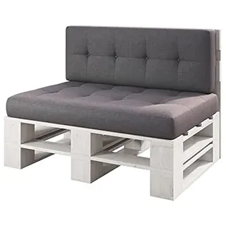 sunnypillow palettenmöbel Europaletten Indoor und Outdoor - Lounge gartenmöbel Holz gartenmöbel Set Lounge möbel Terrasse Balkon loft Stil Paletten Palette (Weiß Bank 120 x 60 cm Höhe : 30 cm)