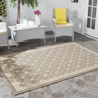 SAFAVIEH Zeitgenössische Teppich für Wohnzimmer, Esszimmer, Schlafzimmer - Courtyard Collection, Kurzer Flor, Dunkles Beige und Beige, 160 X 231 cm