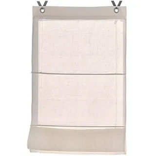 Kutti Raffrollo Metis, mit Hakenaufhängung, ohne Bohren, einfarbig, blickdicht, 100% Leinen, mit Edelstahlhaken, pflegeleicht beige 45 cm x 140 cm