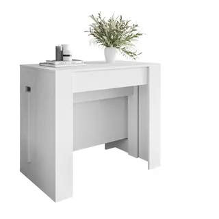 ALLHOUSE24 Konsolentisch 237 ausziehbarer Tisch weiß matt Konsole mit 4 Einsätze, Die Tischplatte ist ausziehbar von 52 cm bis 238 cm weiß