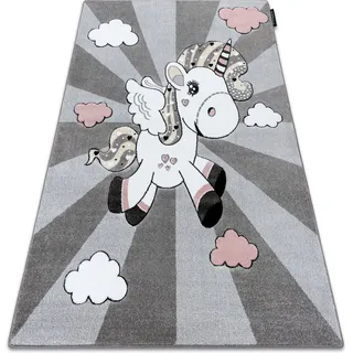Kinderteppich Petit Unicorn Einhorn Grau Grey 160x220 Cm