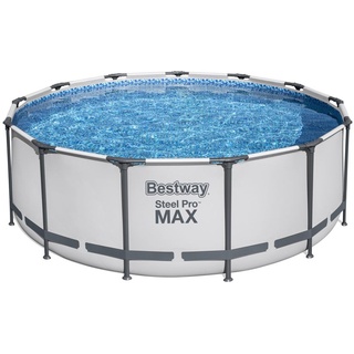 Bestway® Steel Pro MAXTM Aufstellpool Komplett-Set mit Filterpumpe Ø 396 x 122 cm, lichtgrau, rund