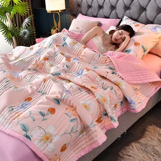 uyeoco Tagesdecke Baumwolle Bettüberwurf Boho Stil Sommer Bettdecke 200 * 230cm Steppdecke Doppelbett Gesteppte Bunte Decke Set Patchwork Wohndecke Für Schlafzimmer (Color : K, Size : 150 * 200cm)