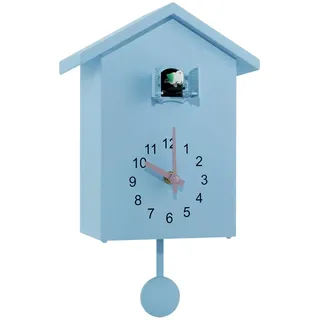 Kuckucksuhr, modern, Kuckucksuhr, zum Aufhängen, Kuckucksuhr, mit filigranem Pendel und Vogelstimmen, Kuckucksuhr, batteriebetrieben, Dekoration für Wohnzimmer, Haus, Büro (blau)