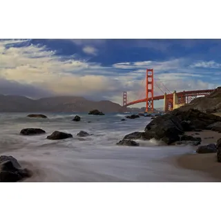 Papermoon Fototapete PAPERMOON "Photo-Art EVGENY VASENEV, GOLDEN GATE BRIDGE", bunt, B:3m L:2,23m, Vlies, Tapeten