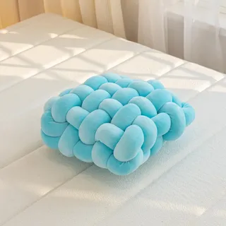 VanderHOME Gepolstertes Sitzkissen,knotenkissen, Geknotetes Kissen, Knot Kopfkissen, Plüsch Kissen Weiche,Stuhlpolster/Matratzenkissen für Stühle S-Himmelblau