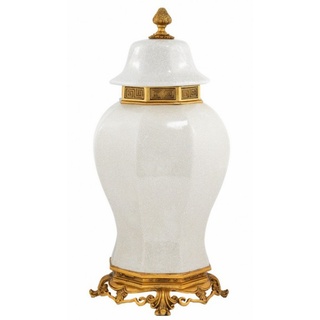 Casa Padrino Luxus Barock Keramik Vase Weiß / Gold - Grand Decor V2 - Hotel Dekoration
