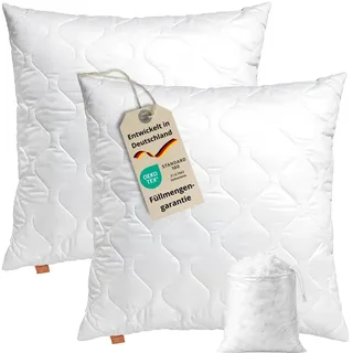 Kopfkissen 65 x 65 cm, 2er Set, Schlafkissen, 100% Mikrofaser, für Allergiker geeignet, sleepling Komfort 100 - Weiß