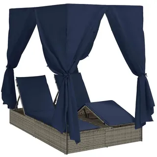 vidaXL Doppelliege Sonnenliege 205 x 129 x 200 cm Grau