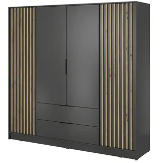 Möbel Kraft Drehtürenschrank Nelly 206 x 200 x 0 cm Schwarz