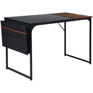 HOMYLIN Computertisch L 120 cm mit platzsparender Aufbewahrungstasche für Heimbüro Metallrahmen Tisch Schwarz, 120 X 60 X 74cm