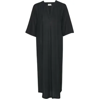 KAFFE Kleid Kamilia Damen Kleid Freizeit Lose T-Shirt Sommerkleid Lang Einfarbig V-Ausschnitt Kurzarm Freizeitkleider Black Deep 38 - 38