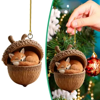 Weihnachtsbaumschmuck Waldtier Eichels Ornamente, Waldtiere Eichels Ornaments, 2D Acryl Weihnachtsornamente Eicheln Schmuck Anhänger Waldtiere Christbaumschmuck Lustig Tier Tannenzapfen (C)