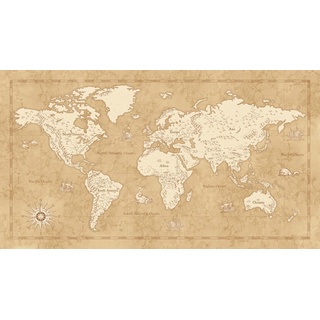 KOMAR Fototapete "Vintage World Map" Tapeten BxH: 500x280 cm B/L: 5 m x 2,8 m, Rollen: 1 St., bunt Fototapeten Comic