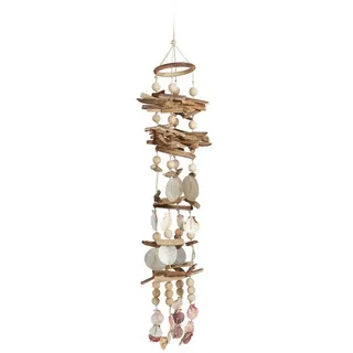 relaxdays Dekoobjekt Muschel Windspiel in 2 Größen, L beige|braun 18 cm x 107 cm x 18 cm