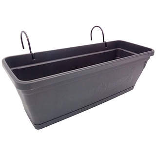 Stefanplast Pflanzkübel Balkonkasten anthrazit 50cm mit Halterung Blumenkasten Pflanzkasten Pf