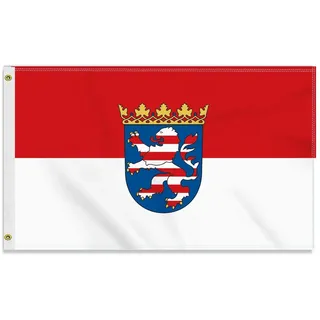 Große 90×150 CM Hessen Flagge,großes 150D Deutsche Bundesland Freundschafts banner, Deutschlandfahne Doube-Seitendruck Dekor Messingösen large Hesse