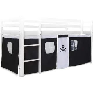 Homestyle4u Hochbett Bettvorhang Pirat 100% Baumwolle mit Fenster 90x200 cm, Bettumrandung Stoff leicht zu Montieren | Artikel 1516