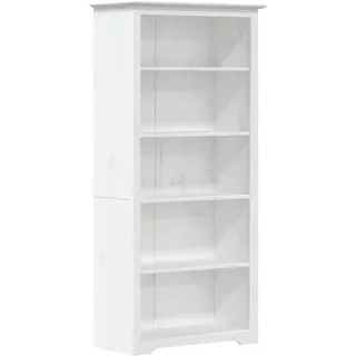 vidaXL Bücherregal, Bücherschrank mit 5 Fächern, Regal für Wohnzimmer Schlafzimmer Büro, Büroregal Büroschrank, Französischer Stil, Weiß Massivholz Kiefer