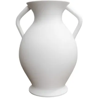 Dekorative griechische Amphorenvase, zweigriffiger Keramikkrug im antiken Stil, Innendekoration, Skulptur, Weiß