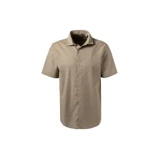 Pierre Cardin Herren Kurzarmhemd beige Baumwolle-Leinen, beige, Frühjahr/Sommer 2023