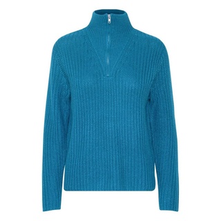 b.young Strickpullover Grobstrick Pullover Troyer Sweater mit Reißverschluss Kragen 6677 in Blau blau