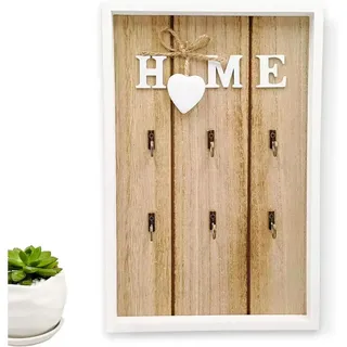 Schlüsselschrank, Hängender Schlüsselkasten Aus Holz, Mit 6 Haken Für Schlüssel, Schlüsselkasten Aus Holz, Perfektes Wohnaccessoire, 30 X 20 X 3 Cm