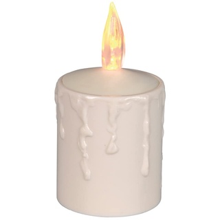 MARELIDA LED Kerze Paula mit Dämmerungssensor/ohne Schalter - Grabkerze Motivkerze Grablicht - flackernd - H: 11,5cm - für Außen (weiß)