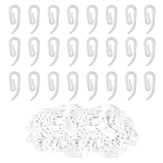 100 Stück Gardinenhaken aus Kunststoff für Schienen und Ringe, Vorhang Haken zum Einhängen, Weißes Gardinenzubehör für Wellengardinen und Kräuselband, Einfache Installation, Größe 3