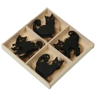 8 STK Holz Hänger Katzen in Box schwarz o312 Halloween Holz Katze Herbstdeko Halloween Weihnachtsdeko Baumschmuck Kürbis Herbst Basteln Anhänger Weihnachtskugeln