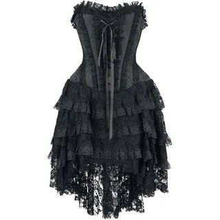 Gothicana by EMP Damen Schwarzes Gothic Kleid mit Korsage und Vokuhila Rock XL - XL