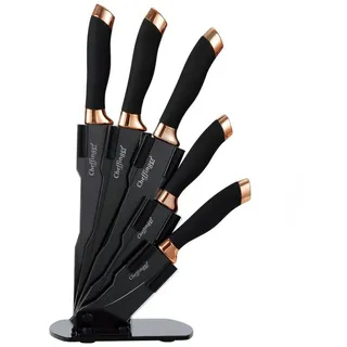 Cheffinger Messerset 6-tlg. Schwarz-Gold