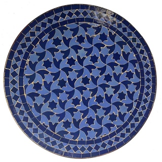 Casa Moro Gartentisch Mosaiktisch Blau Stern Ø 60 cm rund Mosaik Beistelltisch (Bistrotisch, Balkontisch), Kunsthandwerk aus Marokko blau