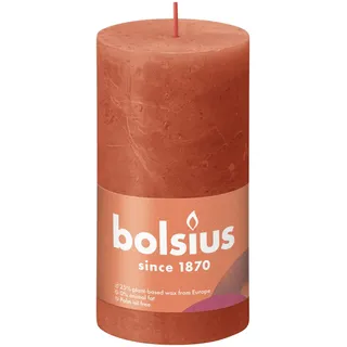 Bolsius Rustik Stumpenkerze 13 x 6,8 cm herbstliches orange