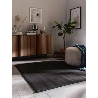 benuta Sisalteppich Sana, quadratisch, Höhe: 5 mm, 100% Sisal Naturfaser, Teppich Wohnzimmer, Esszimmer, Schlafzimmer schwarz quadratisch | 200 cm x 200 cm x 5 mm