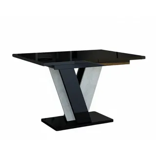 Prospero Esstisch, Schwarz Hochglanz, Grau, Holzwerkstoff, 6-Sitzer, Rechteckig,Rechteckig, 90x75x120 cm, Esszimmer, Tische, Esstische