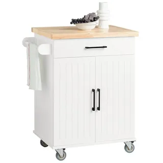 SoBuy Küchenwagen mit 1 Schublade Holzfarbe 74x45,6x91cm Modern