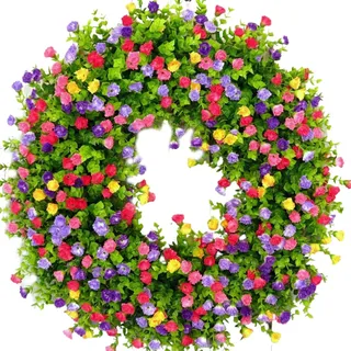 Türkränze, Künstlicher Blumenkranz, Frühlings-Blumenkranz, für Haustür, Wohnzimmer, Fenster für Haustür, Außenbereich, Wand, Garten, Hochzeit, Festival, , Heimdekoration