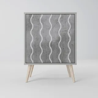 SpaceRebels Sideboard, Grau, Buchenholz, Beton Optik, 1 Fächer, Rechteckig, 57.5x77.5x42 cm, Wohnzimmer, Kommoden & Sideboards, Sideboards